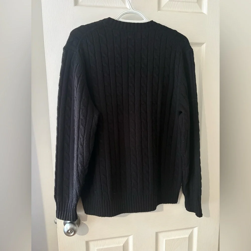 L.L. Bean vintage mens black cable knit sweater wool size medium - Picture 4 of 7